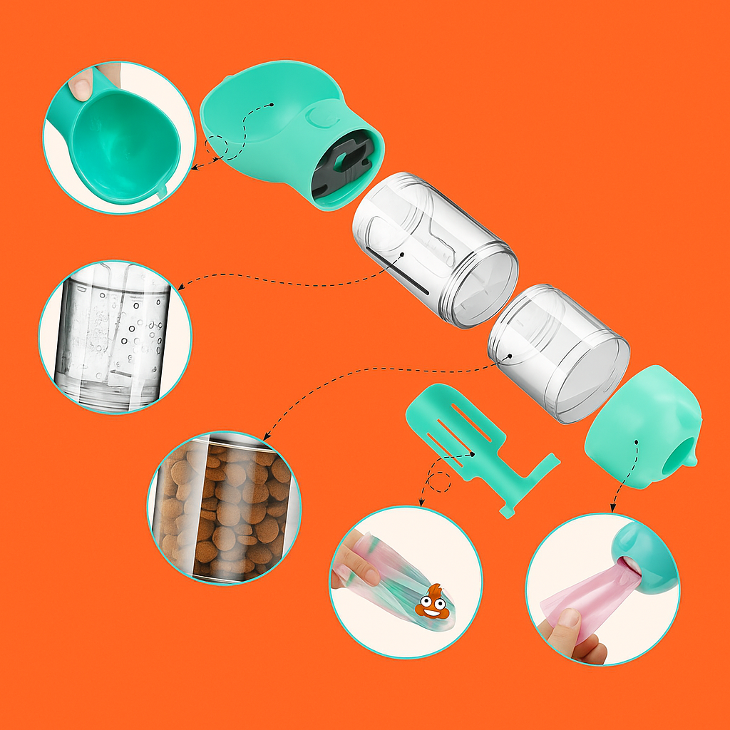 Bebedero multifuncional para mascotas