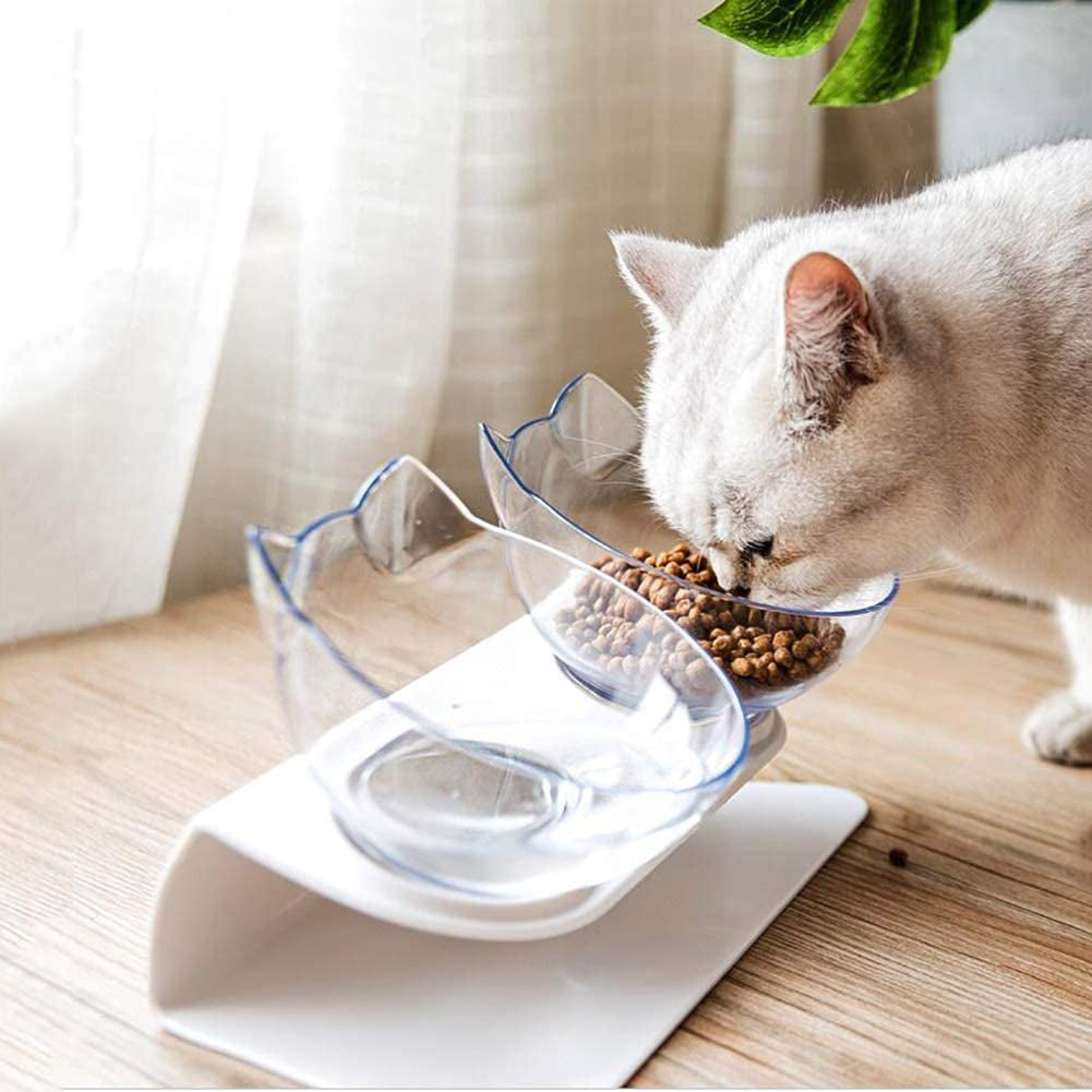 Comedero Elevado para Gatos con Tazón Transparente | Soporte Ergonómico para Alimentación de Mascotas