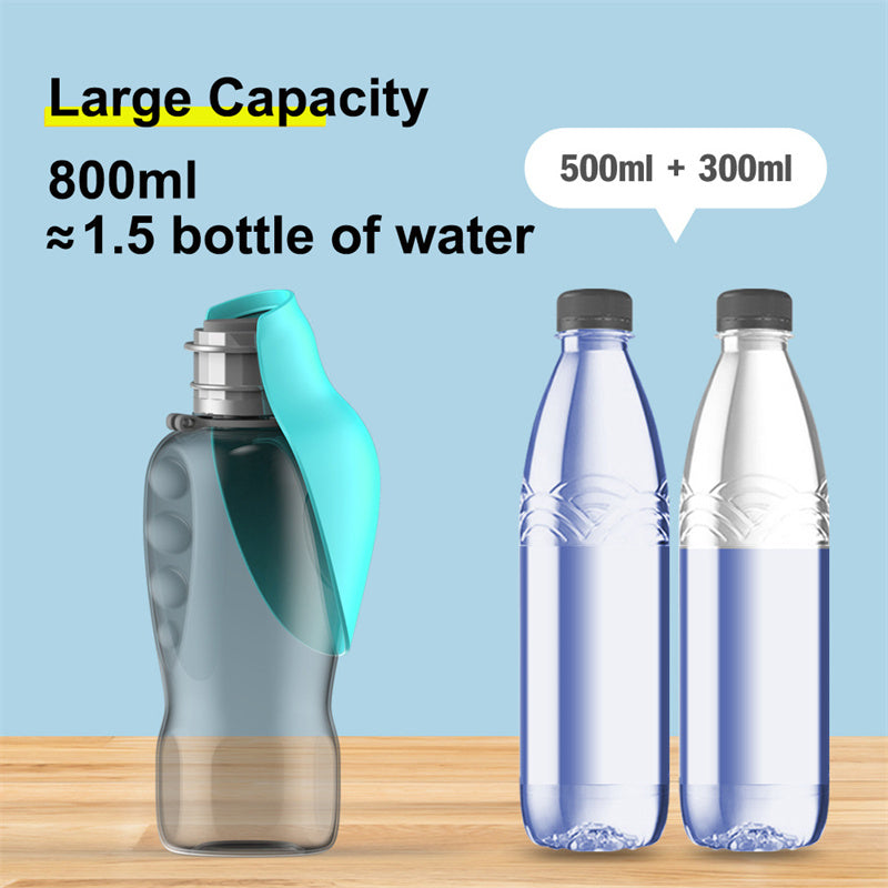 Botella Portátil de Agua para Perros 800 ml | Bebedero Plegable Antiderrames para Mascotas | Accesorio Ideal para Paseos al Aire Libre