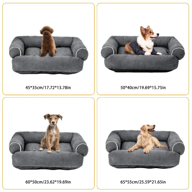 Cama Suave para Perros | Sofá Rectangular de Descanso Profundo con Base Antideslizante | Tapete Cálido y Acolchado para Mascotas