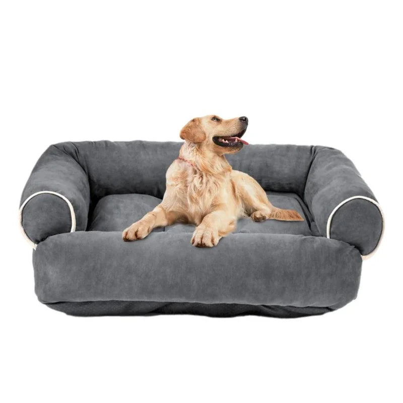 Cama Suave para Perros | Sofá Rectangular de Descanso Profundo con Base Antideslizante | Tapete Cálido y Acolchado para Mascotas