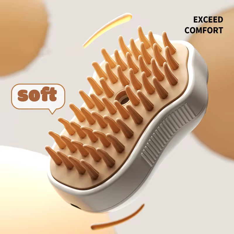 Cepillo 3 en 1 para Mascotas | Cepillo de Vapor para Gatos y Perros con Masaje y Eliminación de Pelo | Peine Eléctrico de Grooming para Cuidado del Pelaje