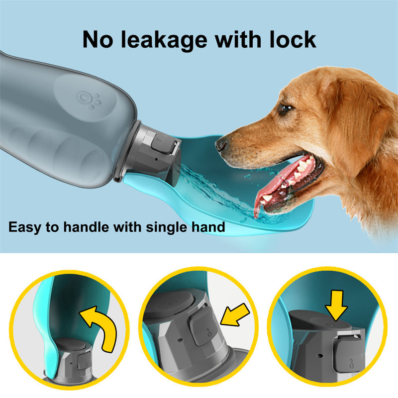 Botella Portátil de Agua para Perros 800 ml | Bebedero Plegable Antiderrames para Mascotas | Accesorio Ideal para Paseos al Aire Libre