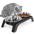 Comedero Elevado para Gatos y Perros | Tazones de Acero Inoxidable con Soporte Antideslizante ABS | Plato Ergonómico para Comida y Agua de Mascotas