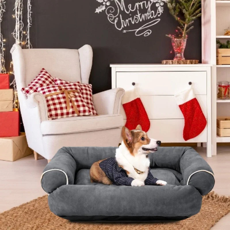Cama Suave para Perros | Sofá Rectangular de Descanso Profundo con Base Antideslizante | Tapete Cálido y Acolchado para Mascotas