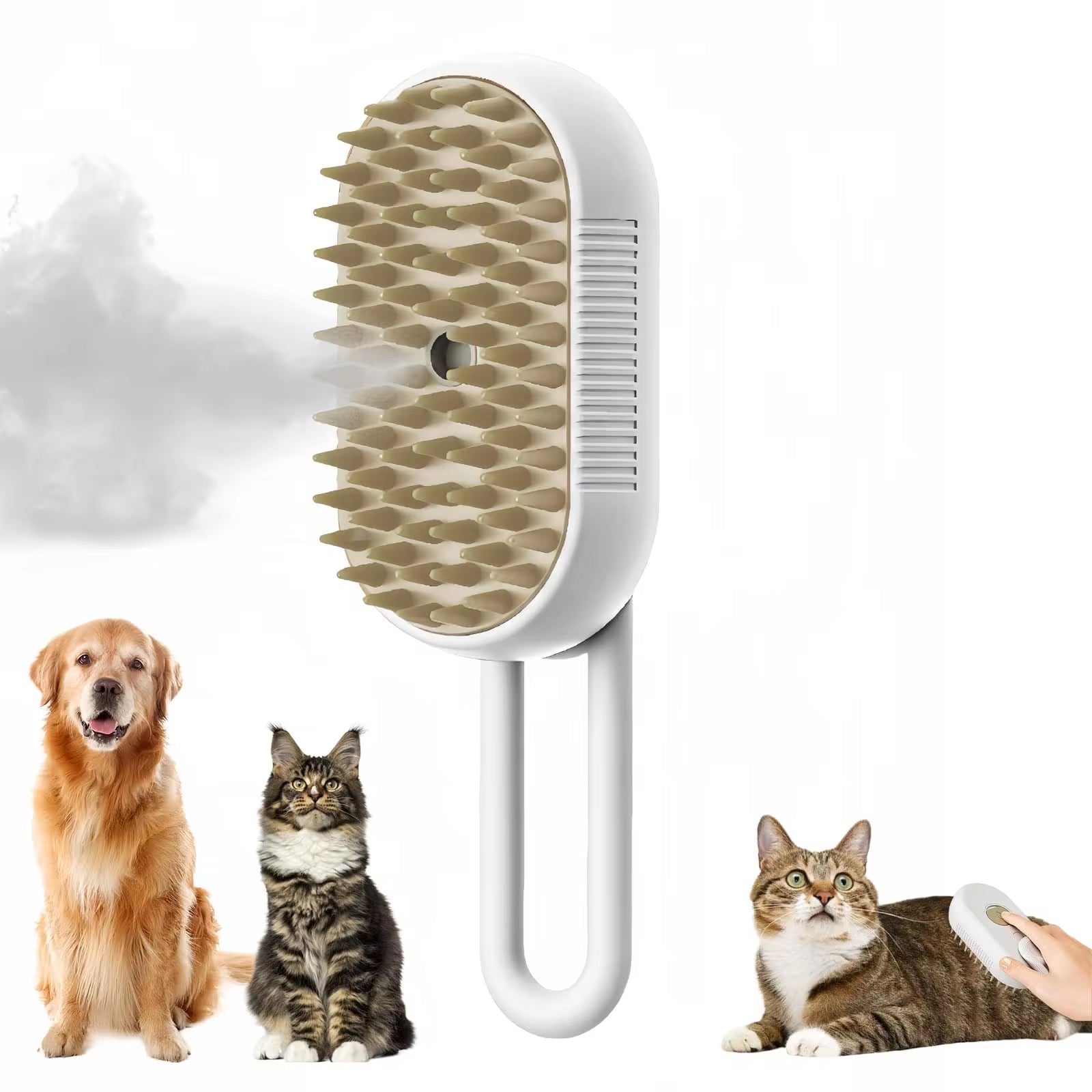 Cepillo 3 en 1 para Mascotas | Cepillo de Vapor para Gatos y Perros con Masaje y Eliminación de Pelo | Peine Eléctrico de Grooming para Cuidado del Pelaje