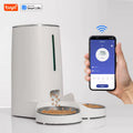 Comedero Automático Inteligente WiFi para 2 Gatos de 4L con Control por App | Doble Plato de Acero Inoxidable y Alarma de Bajo Alimento