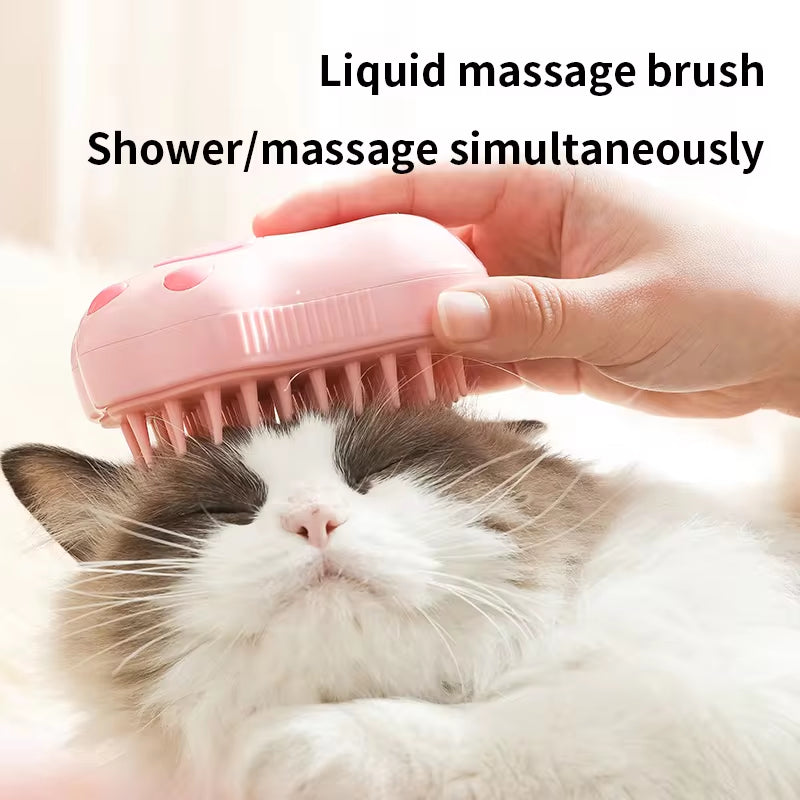 Cepillo 3 en 1 para Mascotas | Cepillo de Vapor para Gatos y Perros con Masaje y Eliminación de Pelo | Peine Eléctrico de Grooming para Cuidado del Pelaje