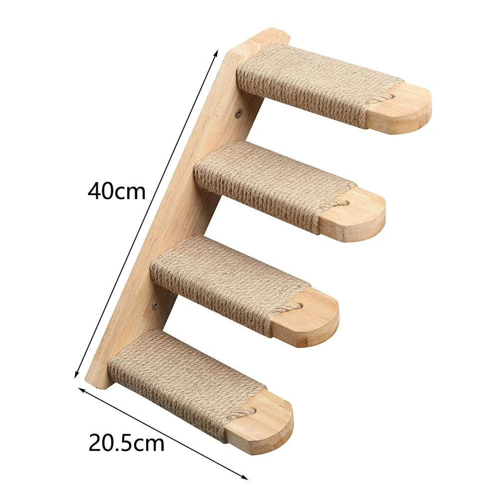 Estantes de Pared para Gatos | Escalera Trepadora con Rascador, Cama y Casa Escondite | Muebles de Interior para Mascotas