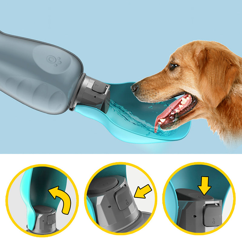 Botella Portátil de Agua para Perros 800 ml | Bebedero Plegable Antiderrames para Mascotas | Accesorio Ideal para Paseos al Aire Libre