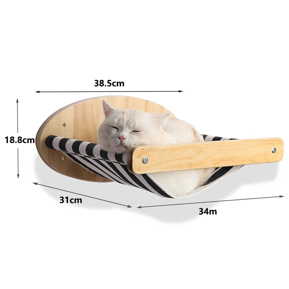 Estantes de Pared para Gatos | Escalera Trepadora con Rascador, Cama y Casa Escondite | Muebles de Interior para Mascotas