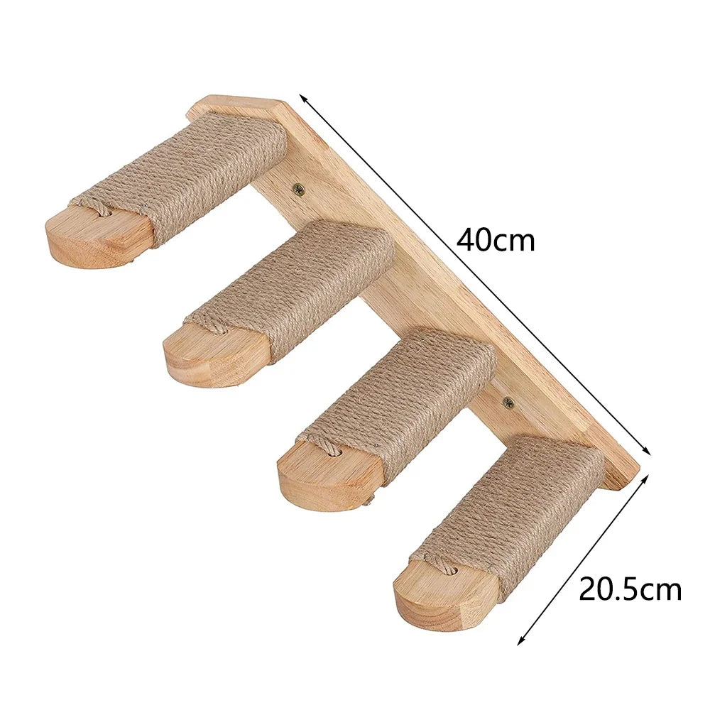 Estantes de Pared para Gatos | Escalera Trepadora con Rascador, Cama y Casa Escondite | Muebles de Interior para Mascotas