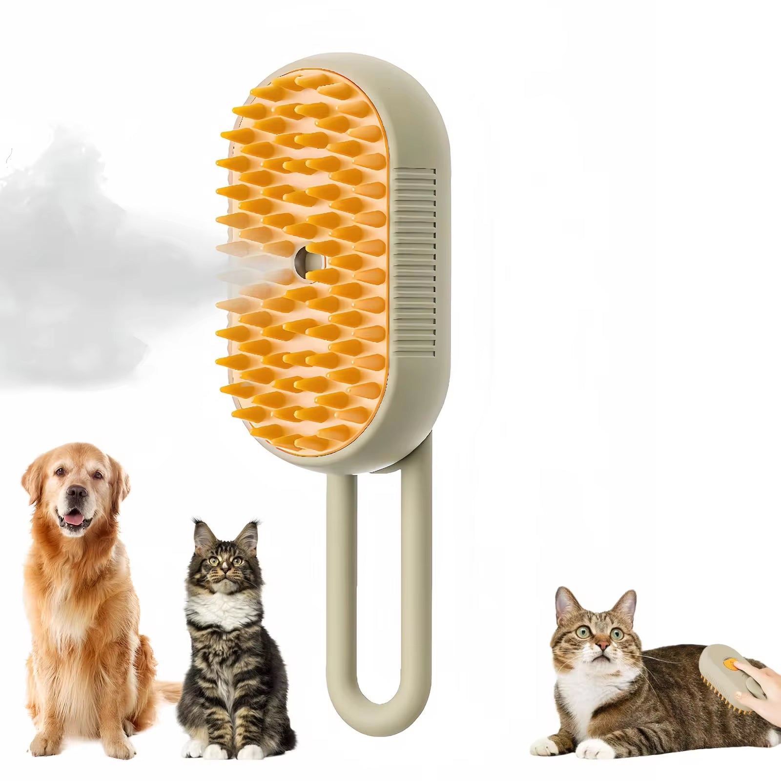 Cepillo 3 en 1 para Mascotas | Cepillo de Vapor para Gatos y Perros con Masaje y Eliminación de Pelo | Peine Eléctrico de Grooming para Cuidado del Pelaje