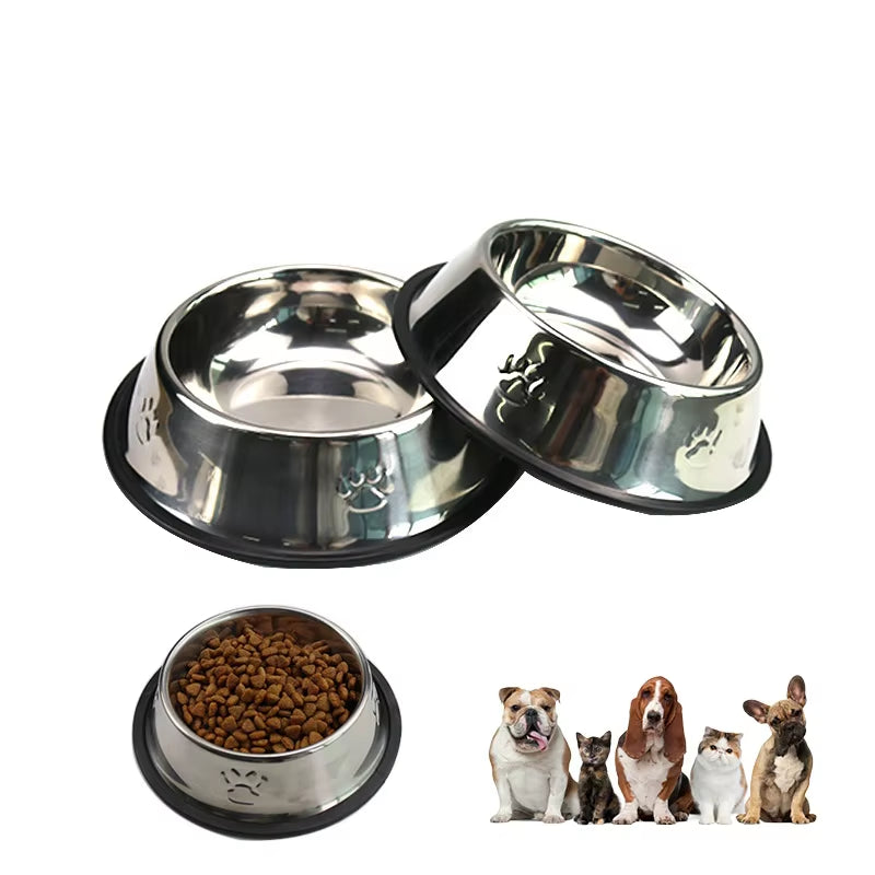 Tazón de Acero Inoxidable para Perros y Gatos con Base Antideslizante | Comedero Antihormigas para Agua y Alimento Disponible en 6 Tamaños