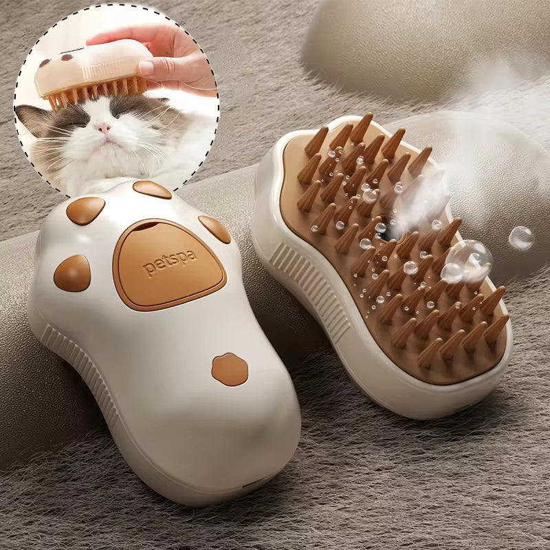 Cepillo 3 en 1 para Mascotas | Cepillo de Vapor para Gatos y Perros con Masaje y Eliminación de Pelo | Peine Eléctrico de Grooming para Cuidado del Pelaje
