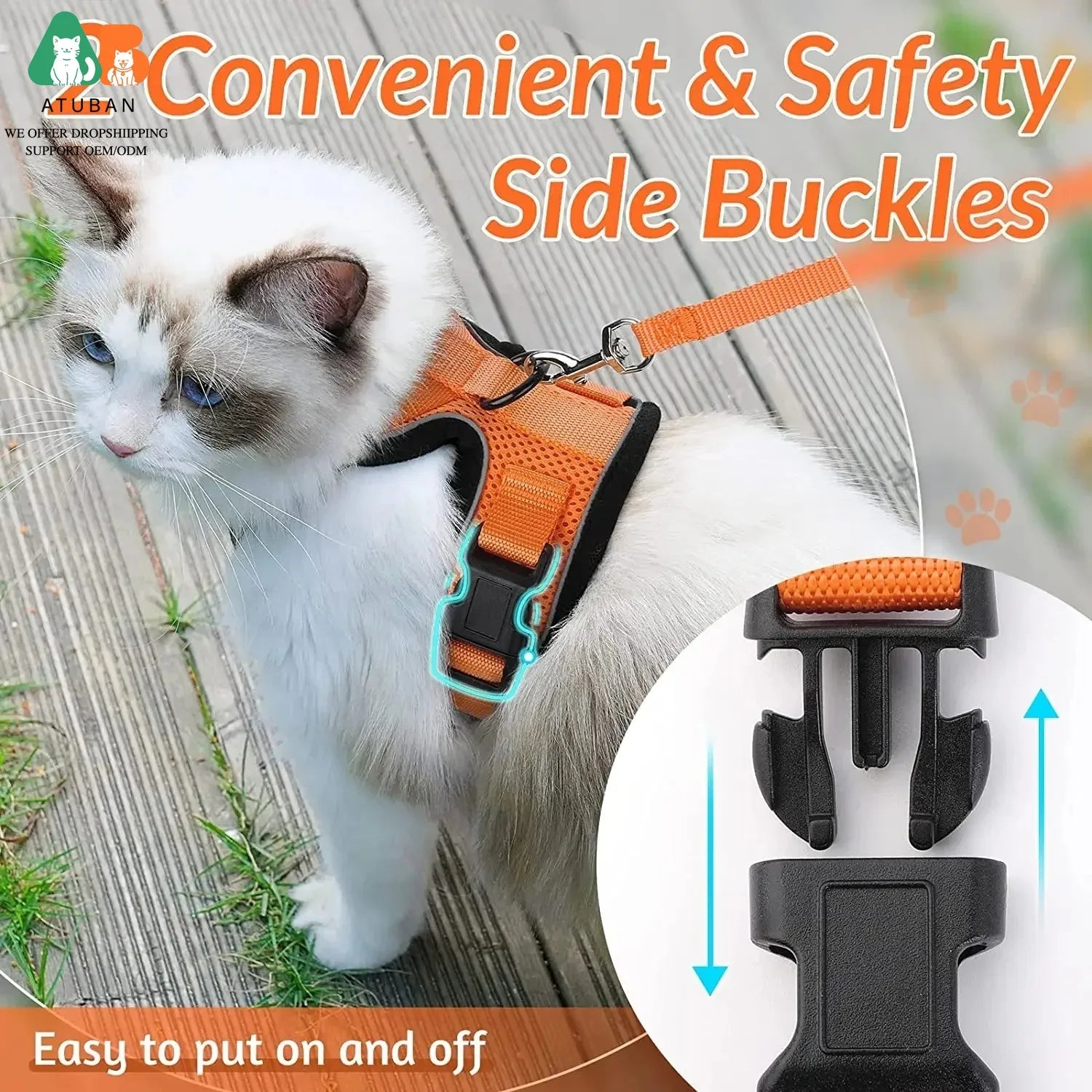 Arnés Ajustable para Gatos con Correa | Chaleco Suave Antiescape con Tiras Reflectantes | Arnés Transpirable para Paseos Seguros