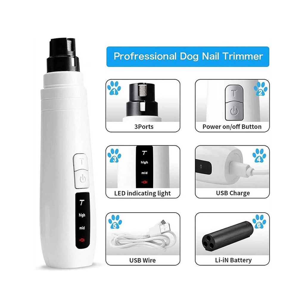 Lima Eléctrica para Uñas de Mascotas | Cortador y Pulidor de Garras para Perros y Gatos | Esmeril Recargable USB N9